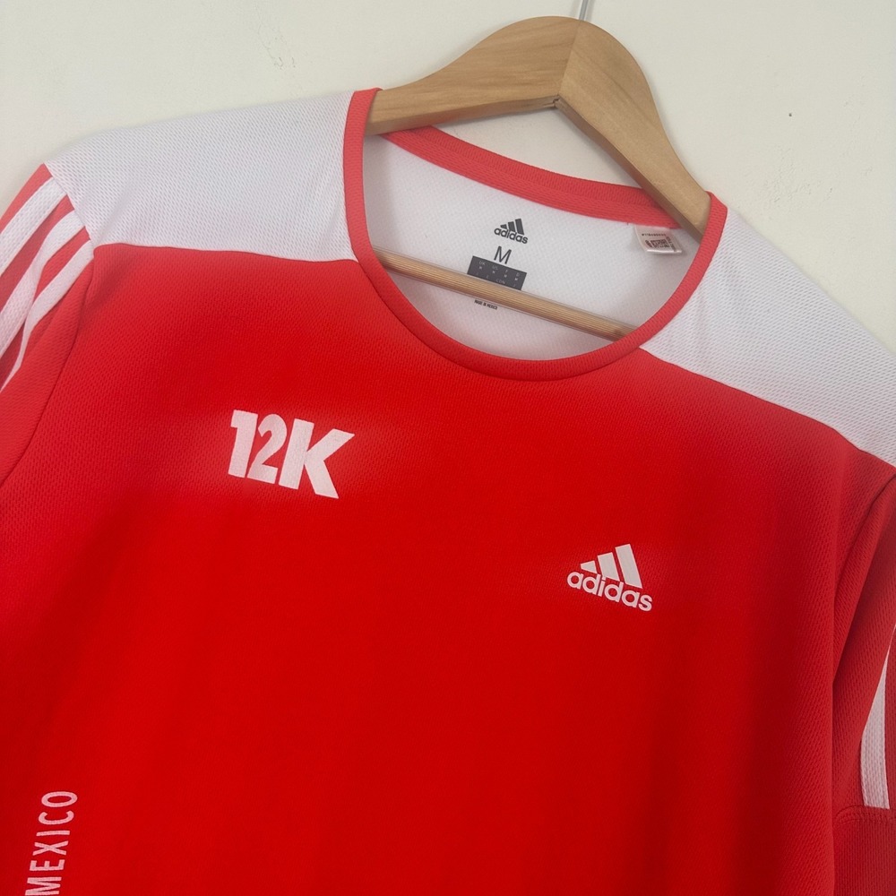 Adidas Athletic Jersey Red White Climalite Mexico 12K Running Soccer Mens Medium
